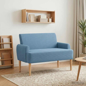 vidaXL Loungebank met knopencomfort Blauw 116 x 67 x 81 cm Katoen Stof