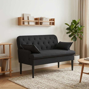 vidaXL Loungebank met knopencomfort Zwart 111 x 68 x 80 cm Stof