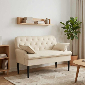 vidaXL Loungebank met knopencomfort Crèmekleurig 111 x 68 x 80 cm Stof