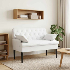 vidaXL Loungebank met knopencomfort Wit 111 x 68 x 80 cm Stof
