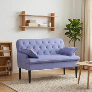 vidaXL Loungebank met knopencomfort Jeans Blauw 111 x 68 x 80 cm Stof