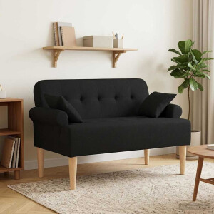 vidaXL Loungebank met knopencomfort Zwart 120 x 65 x 79 cm Stof