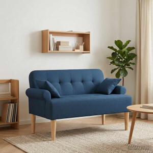 vidaXL Loungebank met knopencomfort Blauw 120 x 65 x 79 cm Stof