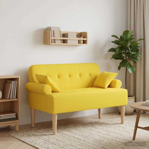 vidaXL Loungebank met knopencomfort Licht Geel 120 x 65 x 79 cm Stof