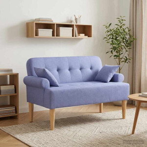 vidaXL Loungebank met knopencomfort Jeans Blauw 120 x 65 x 79 cm Stof