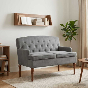 vidaXL Loungebank met knoopdetails Donkergrijs 111 x 65 x 79 cm fluweel