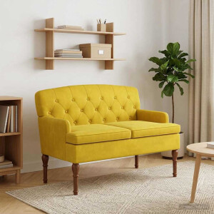 vidaXL Loungebank met knopencomfort Lichtgeel 111 x 65 x 79 cm Fluweel