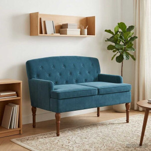 vidaXL Loungebank met knopencomfort Blauw 111 x 65 x 79 cm Fluweel