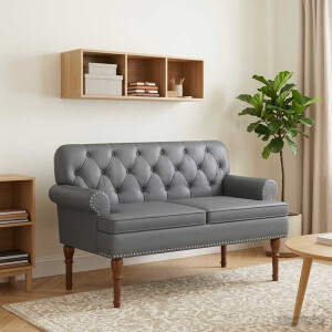 vidaXL Loungebank met knopencomfort Grijs 120 x 65 x 77 cm Kunstleer