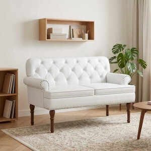 vidaXL Loungebank met knopencomfort Wit 120 x 65 x 77 cm Kunstleer