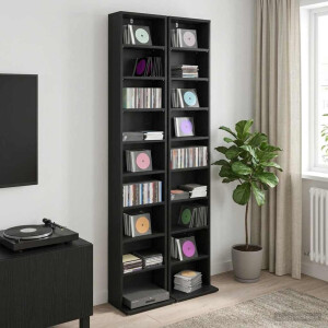 vidaXL CD Kast 2 st Zwart eiken 33 x 23,5 x 175 cm Bewerkt hout