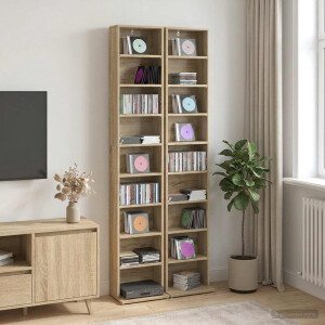 vidaXL CD Kast 2 st Sonoma Eiken 33 x 23,5 x 175 cm Bewerkt hout