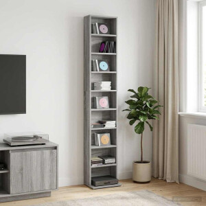 vidaXL CD Kast Grijs Sonoma 33 x 23,5 x 175 cm Bewerkt hout