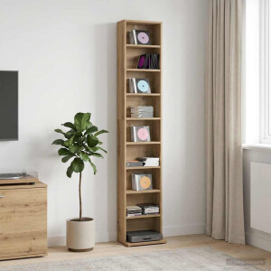 vidaXL CD Kast Artisanaal eiken 33 x 23,5 x 175 cm Bewerkt hout