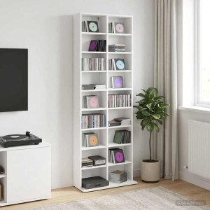vidaXL CD Kast Wit 65 x 23,5 x 175 cm Bewerkt hout