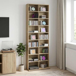 vidaXL CD Kast Sonoma Eiken 65 x 23,5 x 175 cm Bewerkt hout
