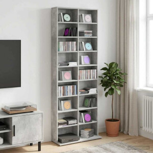 vidaXL CD Kast Betongrijs 65 x 23,5 x 175 cm Bewerkt hout