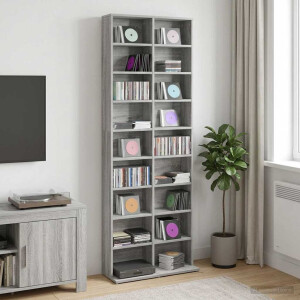 vidaXL CD Kast Grijs Sonoma 65 x 23,5 x 175 cm Bewerkt hout