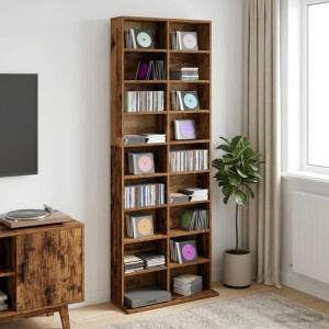 vidaXL CD Kast Oud hout 65 x 23,5 x 175 cm Bewerkt hout