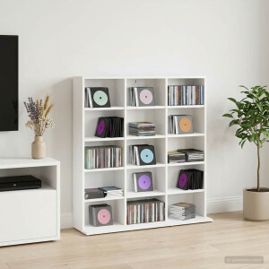 vidaXL CD Kast Wit 96 x 23,5 x 97,5 cm Bewerkt hout