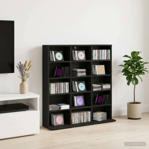 vidaXL CD Kast Zwart eiken 96 x 23,5 x 97,5 cm Bewerkt hout