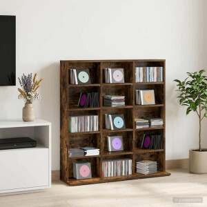 vidaXL CD Kast Gerookt eiken 96 x 23,5 x 97,5 cm Bewerkt hout