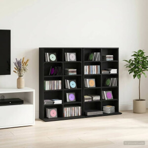 vidaXL CD Kast 2 st Zwart eiken 65 x 23,5 x 97,5 cm Bewerkt hout