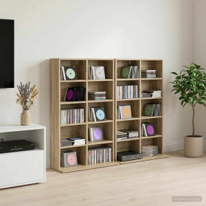 vidaXL CD Kast 2 st Sonoma Eiken 65 x 23,5 x 97,5 cm Bewerkt hout