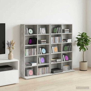 vidaXL CD Kast 2 st Betongrijs 65 x 23,5 x 97,5 cm Bewerkt hout