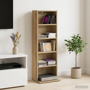 vidaXL CD Kast Artisanaal eiken 33 x 23,5 x 97,5 cm Bewerkt hout