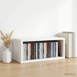 vidaXL CD Opbergrek Wit 40 x 17 x 17 cm Bewerkt hout