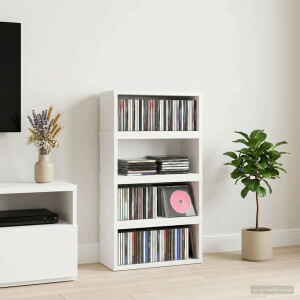 vidaXL CD Opslag Rek 4 st Wit 40 x 17 x 17 cm Bewerkt hout