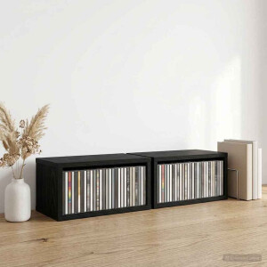 vidaXL CD Opslag Rek 2 st Zwart eiken 40 x 17 x 17 cm Bewerkt hout