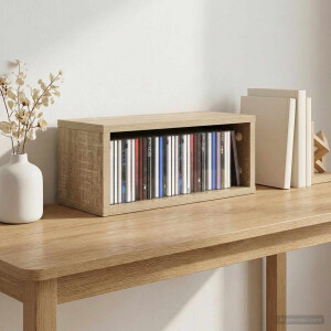 vidaXL CD Opslag Rek Sonoma Eiken 40 x 17 x 17 cm Bewerkt hout