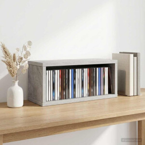 vidaXL CD Opslag Rek Betongrijs 40 x 17 x 17 cm Bewerkt hout