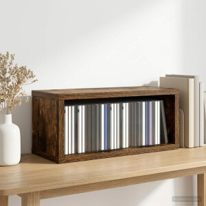 vidaXL CD Opslag Rek Gerookt eiken 40 x 17 x 17 cm Bewerkt hout