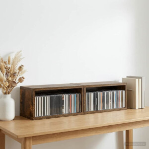 vidaXL CD Opslag Rek 2 st Gerookt eiken 40 x 17 x 17 cm Bewerkt hout