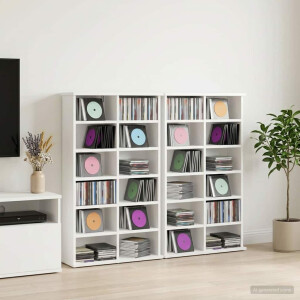 vidaXL CD Kast 2 st Wit 60 x 17 x 92 cm Bewerkt hout