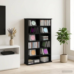 vidaXL CD Kast Zwart eiken 60 x 17 x 92 cm Bewerkt hout
