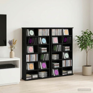 vidaXL CD Kast 2 st Zwart eiken 60 x 17 x 92 cm Bewerkt hout