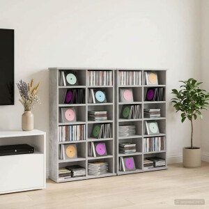 vidaXL CD Kast 2 st Betongrijs 60 x 17 x 92 cm Bewerkt hout