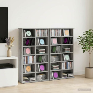 vidaXL CD Kast 2 st Grijs Sonoma 60 x 17 x 92 cm Bewerkt hout
