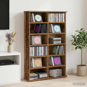vidaXL CD Kast Oud hout 60 x 17 x 92 cm Bewerkt hout
