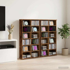 vidaXL CD Kast 2 st Oud hout 60 x 17 x 92 cm Bewerkt hout