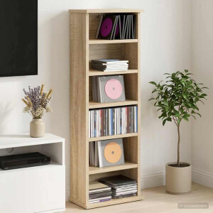 vidaXL CD Kast Sonoma Eiken 60 x 17 x 92 cm Bewerkt hout