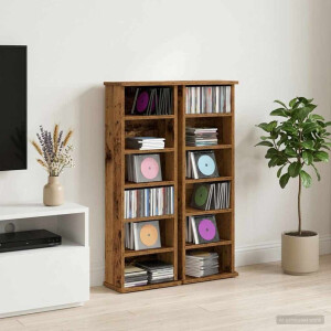 vidaXL CD Kast 2 st Oud hout 60 x 17 x 92 cm Bewerkt hout