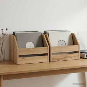 vidaXL Vinyl Album Doos 2 st Artisanaal eiken 38 x 30 x 29 cm