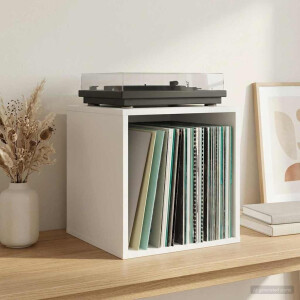 vidaXL Vinyl Album Doos 2 st Wit 37 x 36,5 x 38 cm Bewerkt hout