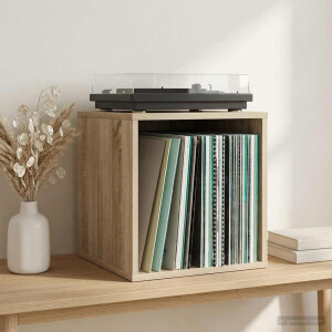 vidaXL Vinyl Album Doos Sonoma Eiken 37 x 36,5 x 38 cm Bewerkt hout
