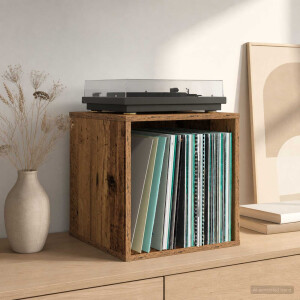 vidaXL Vinyl Album Doos 2 st Eikenhout 37 x 36,5 x 38 cm Bewerkt hout